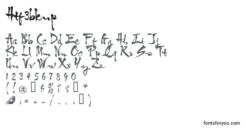 Czcionka Htf3bkup – alfabet, cyfry, specjalne znaki