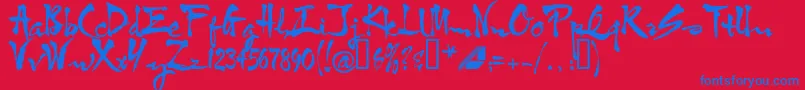 Htf3bkup Font – Blue Fonts on Red Background