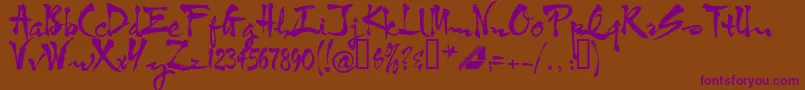 Htf3bkup-Schriftart – Violette Schriften auf braunem Hintergrund