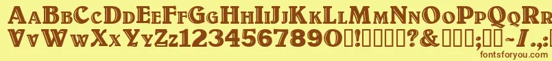 フォントTitulo – 茶色の文字が黄色の背景にあります。