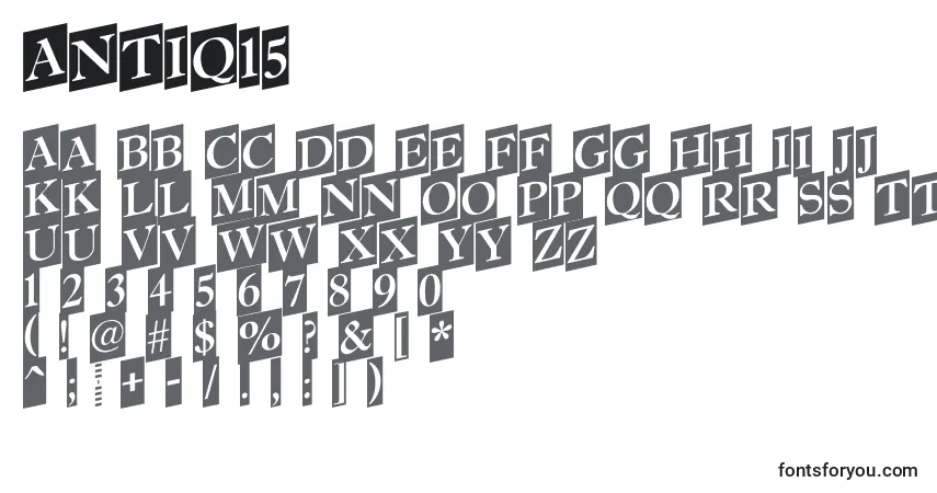 Antiq15-fontti – aakkoset, numerot, erikoismerkit
