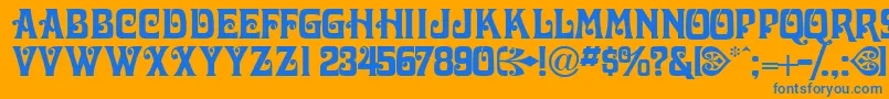 Victorianadisplaycapsssk Font – Blue Fonts on Orange Background