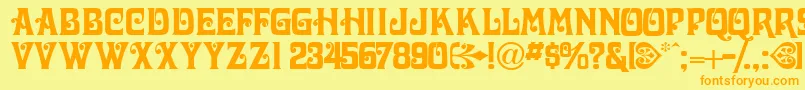 Victorianadisplaycapsssk Font – Orange Fonts on Yellow Background