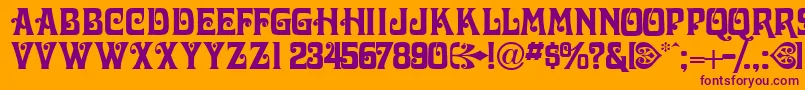 Victorianadisplaycapsssk-Schriftart – Violette Schriften auf orangefarbenem Hintergrund