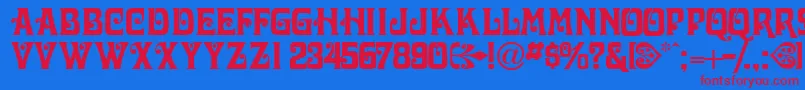 フォントVictorianadisplaycapsssk – 赤い文字の青い背景