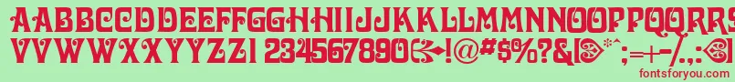 Victorianadisplaycapsssk Font – Red Fonts on Green Background