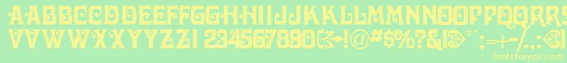 Victorianadisplaycapsssk Font – Yellow Fonts on Green Background