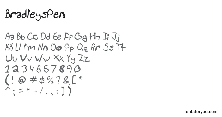 Schriftart BradleysPen – Alphabet, Zahlen, spezielle Symbole