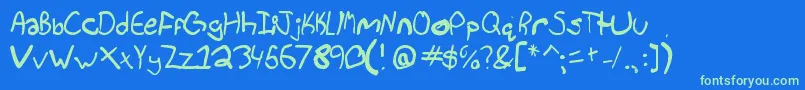 BradleysPen Font – Green Fonts on Blue Background