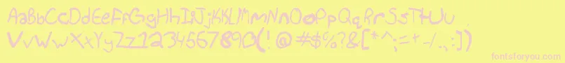 Fonte BradleysPen – fontes rosa em um fundo amarelo