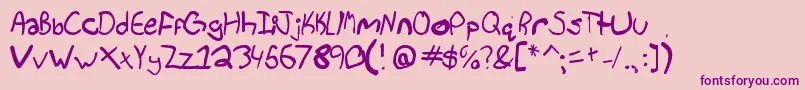 フォントBradleysPen – ピンクの背景に紫のフォント