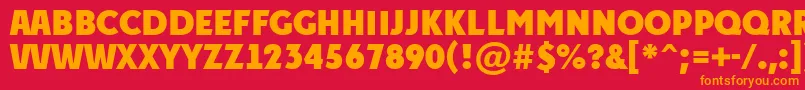 フォントAPlakattitulExtrabold – 赤い背景にオレンジの文字