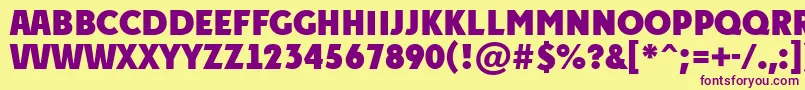 フォントAPlakattitulExtrabold – 紫色のフォント、黄色の背景