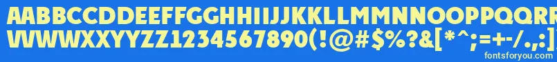フォントAPlakattitulExtrabold – 黄色の文字、青い背景