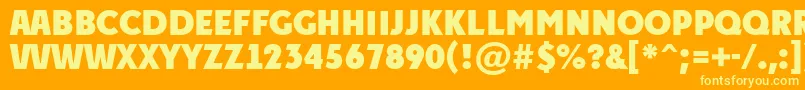 Fonte APlakattitulExtrabold – fontes amarelas em um fundo laranja