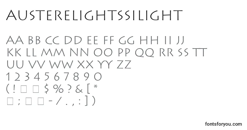 A fonte AustereLightSsiLight – alfabeto, números, caracteres especiais