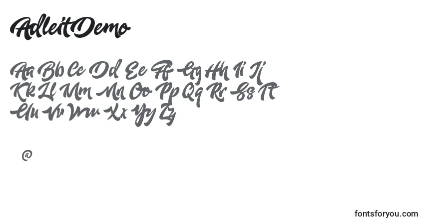 Schriftart AdleitDemo – Alphabet, Zahlen, spezielle Symbole
