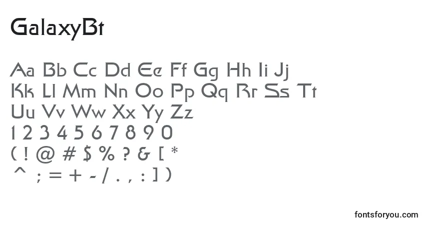 Czcionka GalaxyBt – alfabet, cyfry, specjalne znaki
