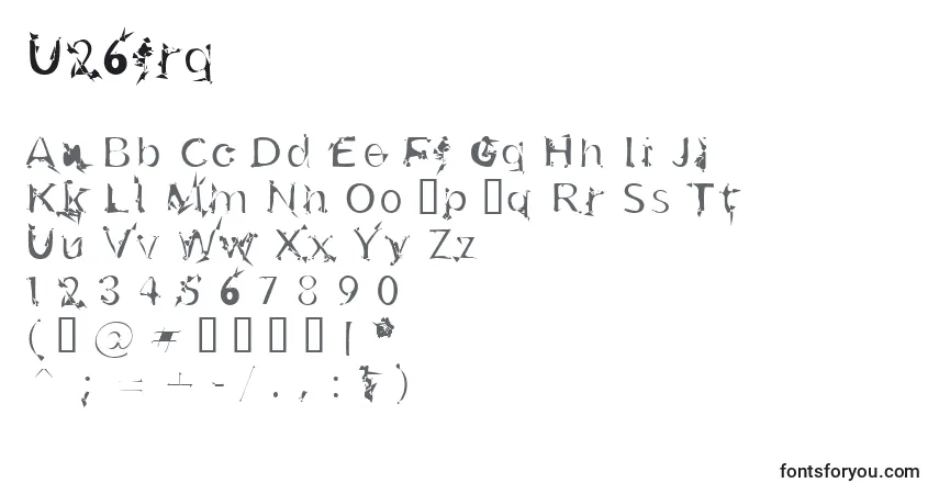 A fonte U26frg – alfabeto, números, caracteres especiais