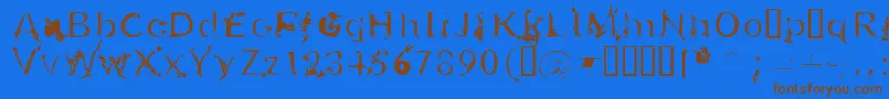 フォントU26frg – 茶色の文字が青い背景にあります。