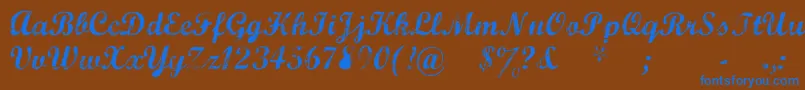 MarcelleScript-Schriftart – Blaue Schriften auf braunem Hintergrund