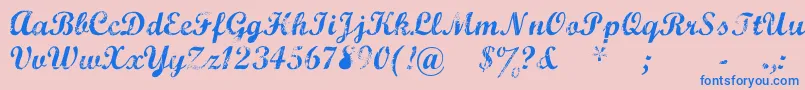 Fonte MarcelleScript – fontes azuis em um fundo rosa