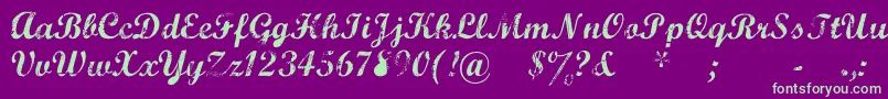 MarcelleScript-fontti – vihreät fontit violetilla taustalla