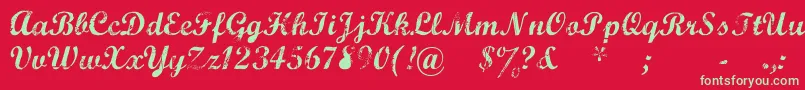 MarcelleScript Font – Green Fonts on Red Background