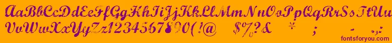 MarcelleScript-fontti – violetit fontit oranssilla taustalla