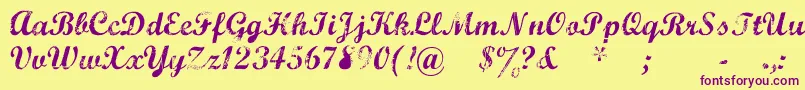 MarcelleScript-Schriftart – Violette Schriften auf gelbem Hintergrund