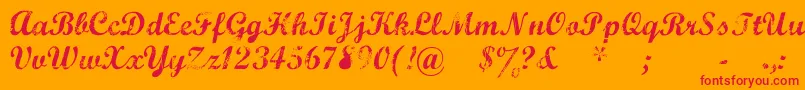 MarcelleScript-Schriftart – Rote Schriften auf orangefarbenem Hintergrund