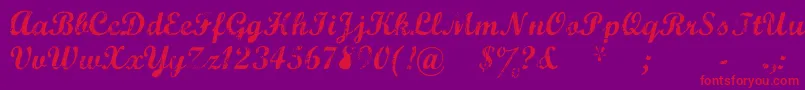 MarcelleScript-fontti – punaiset fontit violetilla taustalla