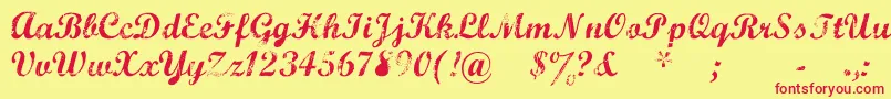 MarcelleScript Font – Red Fonts on Yellow Background