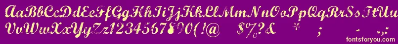 MarcelleScript-fontti – keltaiset fontit violetilla taustalla