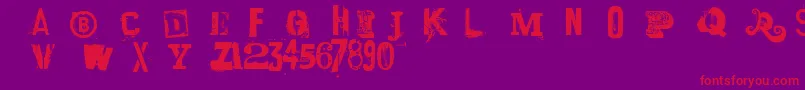 フォントLaundromat1967 – 紫の背景に赤い文字