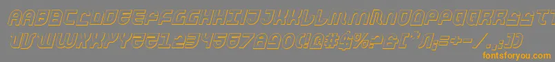 Trektrooper3Di-Schriftart – Orangefarbene Schriften auf grauem Hintergrund