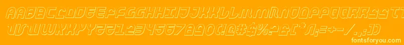 Trektrooper3Di-Schriftart – Gelbe Schriften auf orangefarbenem Hintergrund