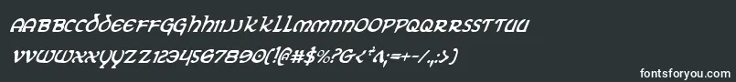 フォントErinGoBraghCondensedItalic – 黒い背景に白い文字