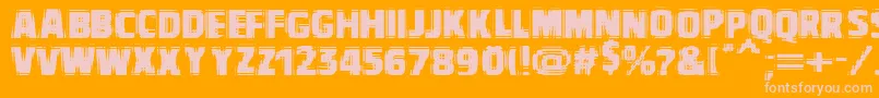 VtcbadvisionRegular-fontti – vaaleanpunaiset fontit oranssilla taustalla