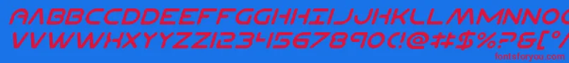 Planetncompactital Font – Red Fonts on Blue Background