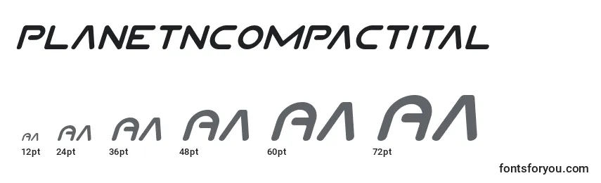 Размеры шрифта Planetncompactital
