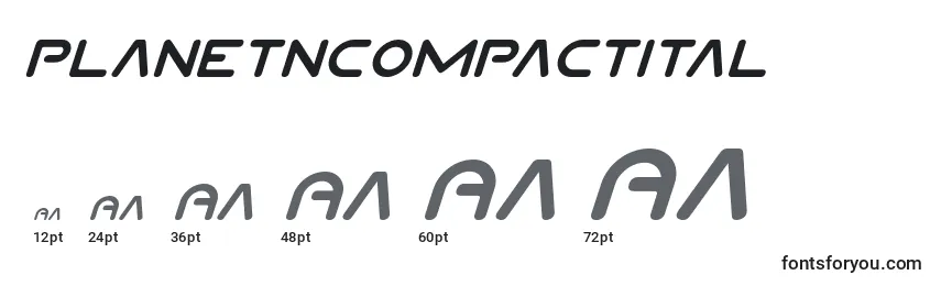 Größen der Schriftart Planetncompactital