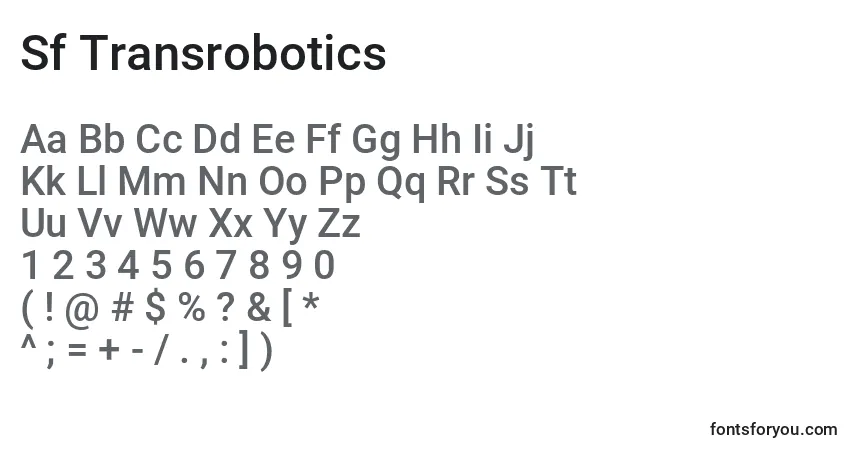 Czcionka Sf Transrobotics – alfabet, cyfry, specjalne znaki