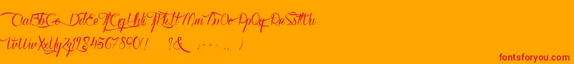 WalkerOnTheMoon-Schriftart – Rote Schriften auf orangefarbenem Hintergrund