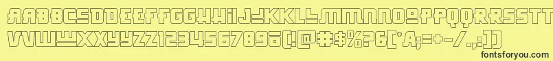 Fonte Hongkonghustleout – fontes pretas em um fundo amarelo