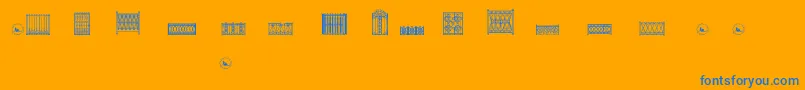 Fencedinlt Font – Blue Fonts on Orange Background