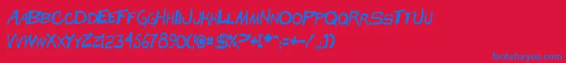 BeastWarsCondensed Font – Blue Fonts on Red Background