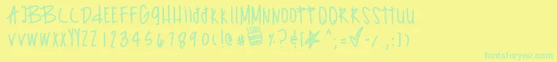 Fonte Surprzebirthday – fontes verdes em um fundo amarelo
