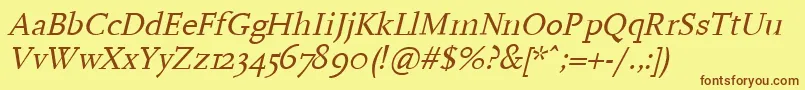 HanchI-fontti – ruskeat fontit keltaisella taustalla