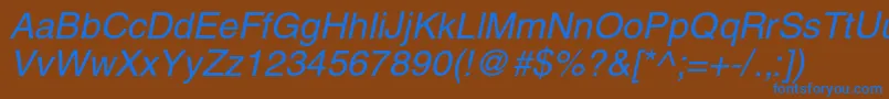 フォントHelioscItalic – 茶色の背景に青い文字
